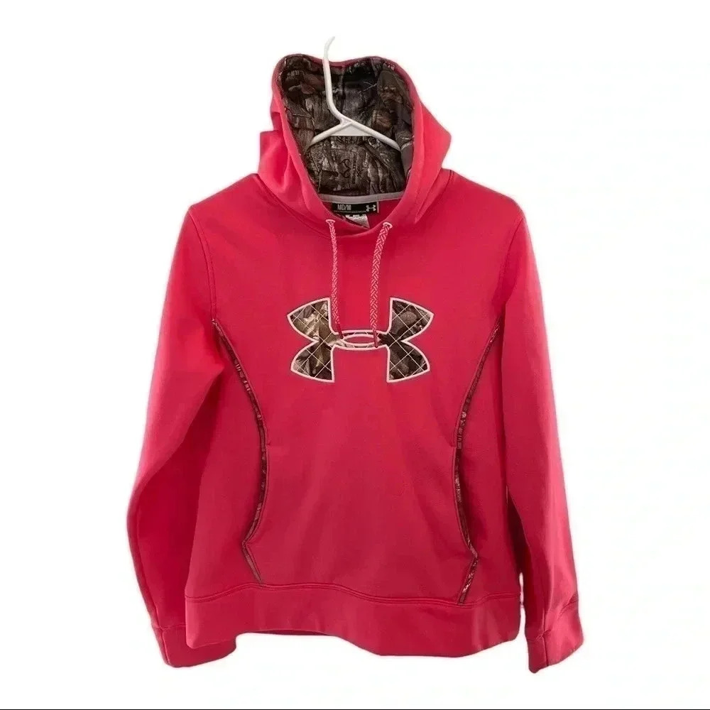 Under Armour X-Storm Real Tree Hot Pink Semi Fitted Hooded Sweatshirt Women's M